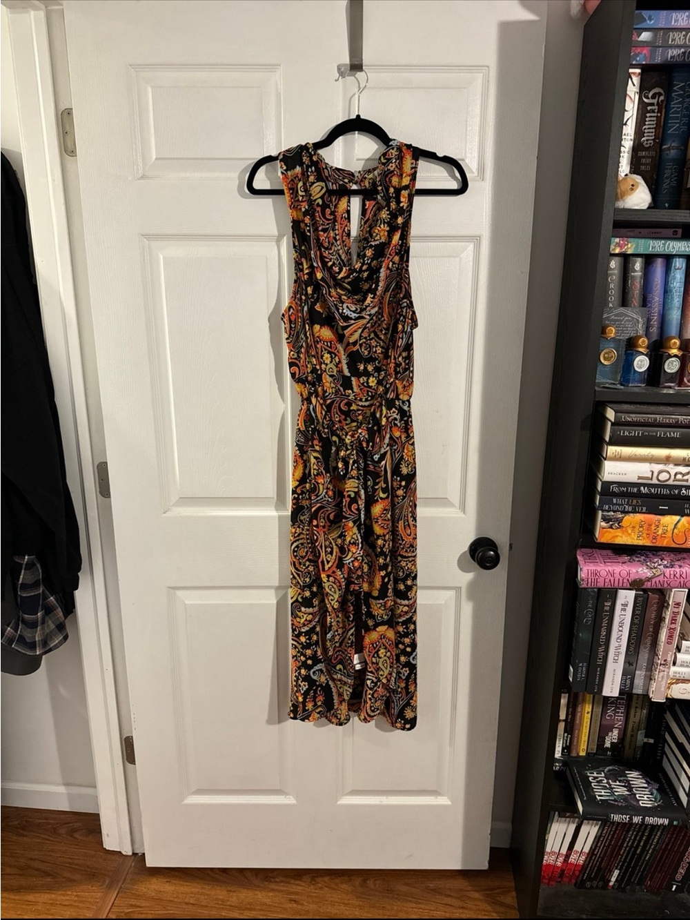 New York & Company Romper Dress with Orange Paisley Print